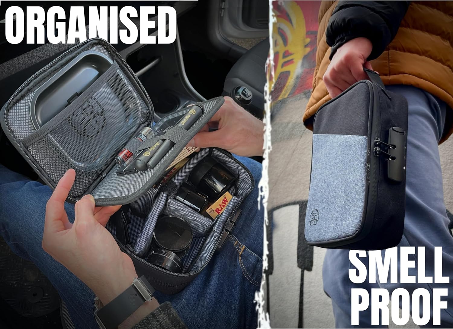 Stash Bros Smell Proof Case with 2 Airtight Tubes, Rolling Tray, V-Card and UV Jar