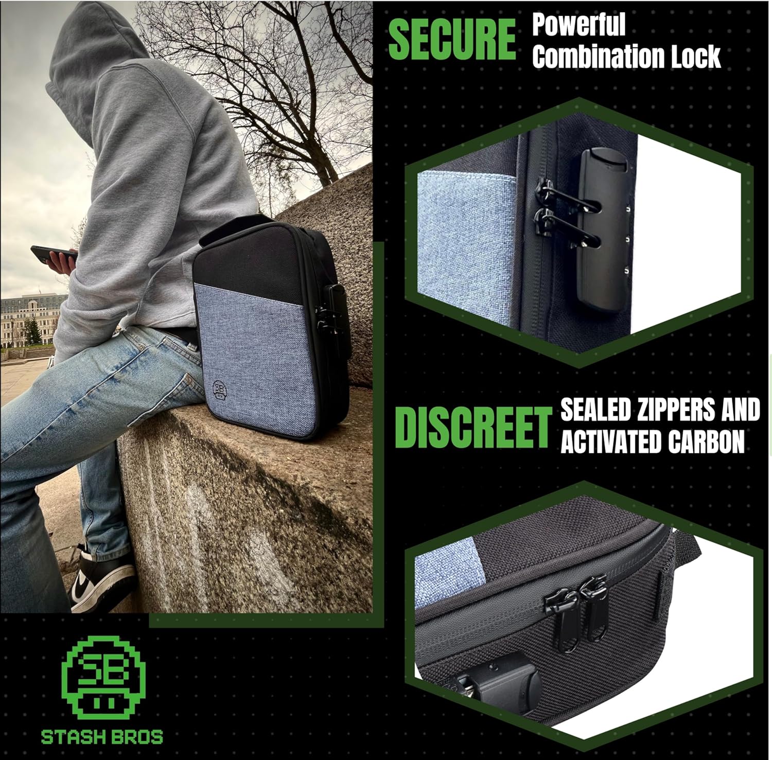 Stash Bros Smell Proof Case with 2 Airtight Tubes, Rolling Tray, V-Card and UV Jar