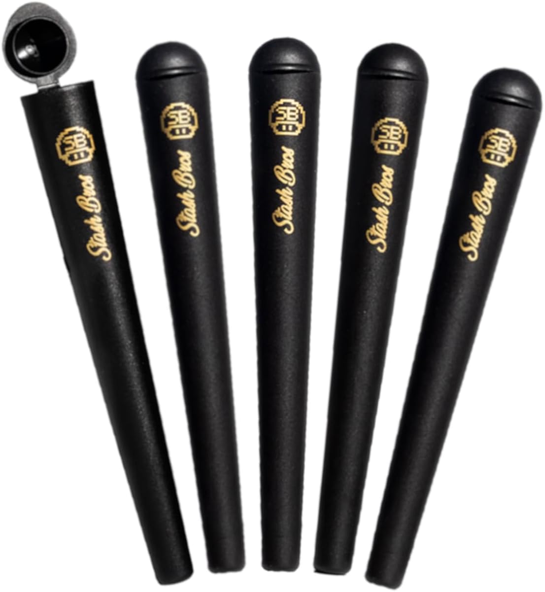 Stash Bros 5 Airtight Storage tubes (Black)