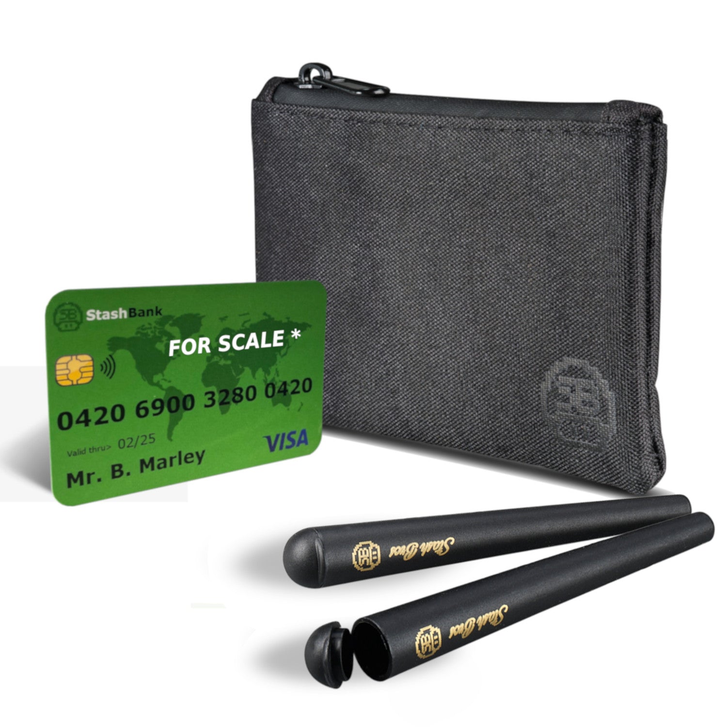 Stash Bros Pocket Smell Proof Bag & 2 Airtight Storage Tubes