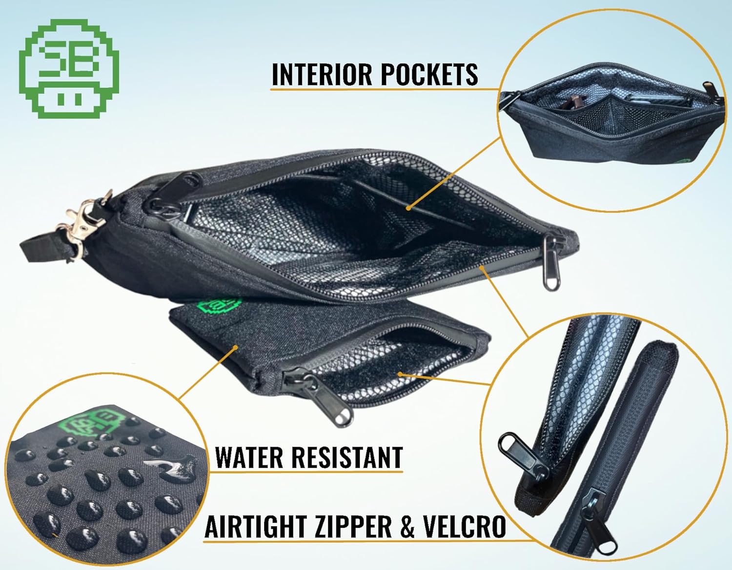 Stash Bros Smell Proof Bag - Mini & Large Smell Proof Container + 3 Smell Proof Baggies & Lock