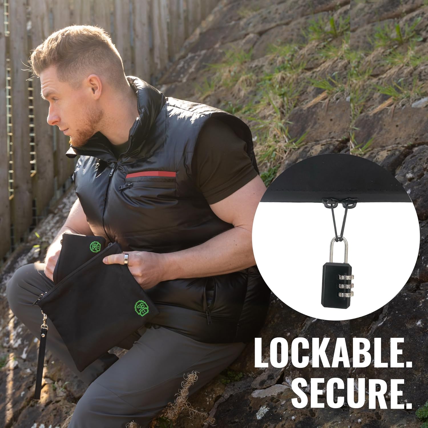 Stash Bros Smell Proof Bag - Mini & Large Smell Proof Container + 3 Smell Proof Baggies & Lock