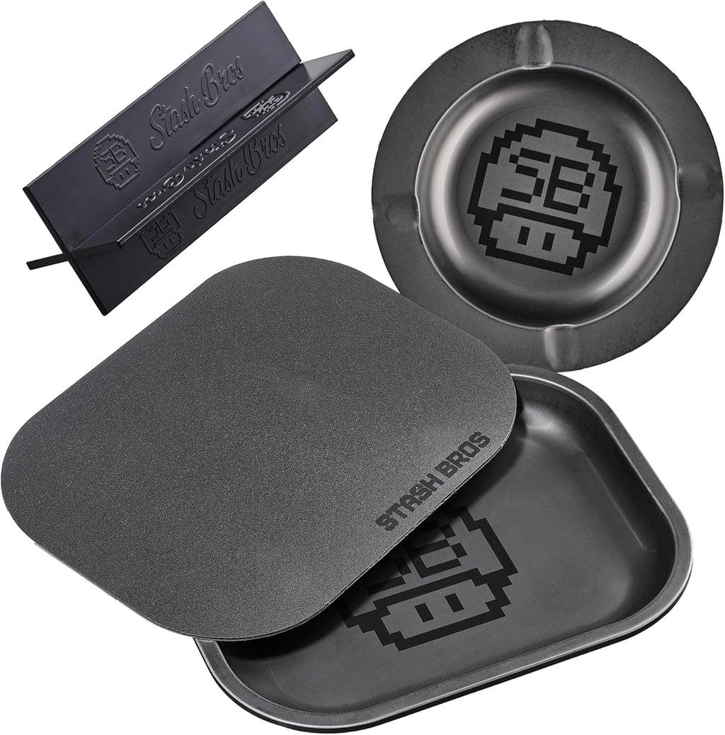 Stash Bros Rolling Tray With Magnetic Lid with V-Cradle & Tray